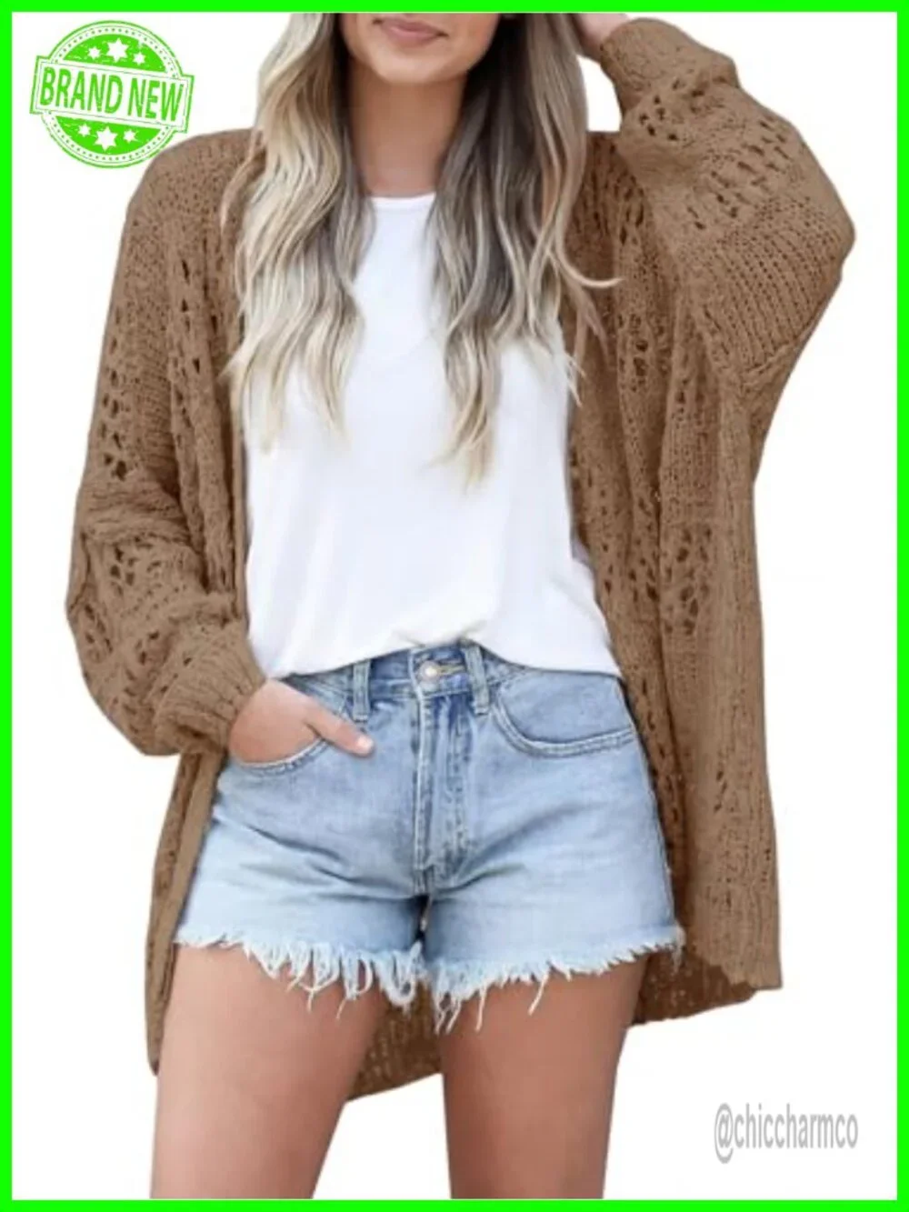 Lightweight Crochet Open Front Cardigan Oversized Boho Knit Kimono Cover Up